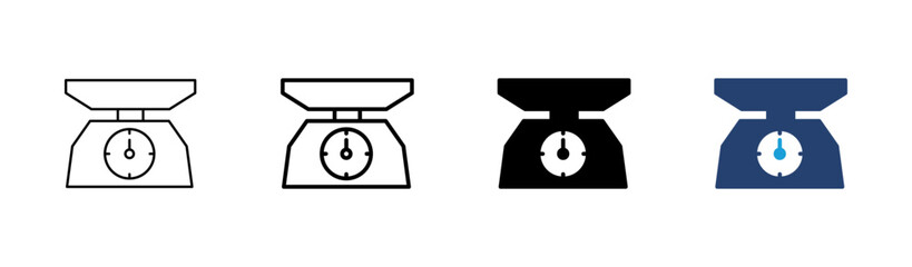 Scales icon set. Weight scale icon. Law scale icon. Justice