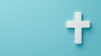 Fototapeta premium White cross on blue background.