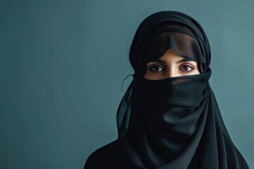 Naklejka premium Woman in Traditional Muslim Headscarf.