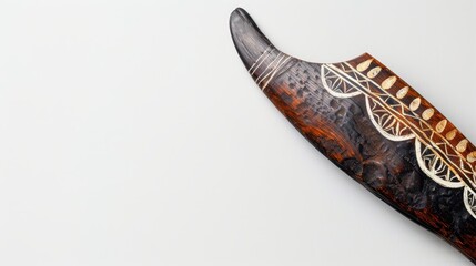 Wooden Boomerang with Aboriginal Art.