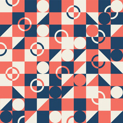 spring red and beige seamless geometrical circular and check Pattern background.