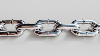 Obraz premium Minimalist shiny metal chain illustration on white background with space