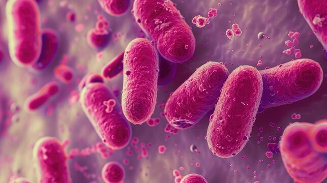 Microscopic examination of human blood culture stained with gram positive bacilli bacteria at 100X magnification