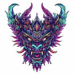 Fototapeta premium Cute Animal, Monster, Devil, Angel, Mecha: Vector Head Style Cartoon Realism Full Colors Illustration