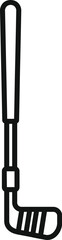 Simple minimalist line art icon of a golf club, representing golfing equipment for playing golf