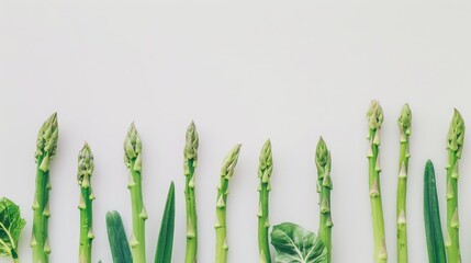 Asparagus in green white background