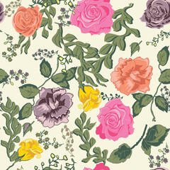Roses in Bloom in a seamless repeat pattern
