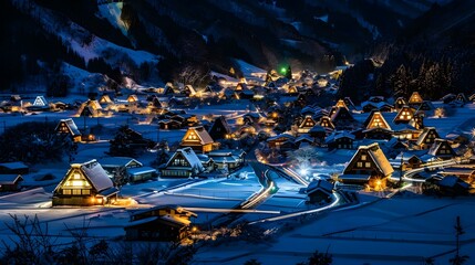 Winter in Shirakawago village - World Heritage Site