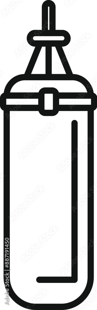 Poster simple black line art icon of a punching bag hanging for a boxing workout