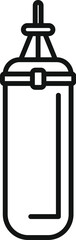 Simple black line art icon of a punching bag hanging for a boxing workout