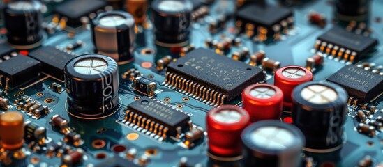 Close-up of Electronic Circuit Board Components
