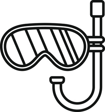recommend clip art: Simple line art illustration of a diving mask and snorkel, essential gear for exploring the underwater world