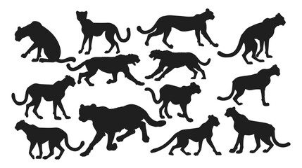 Obraz premium Cheetah silhouettes set Vector
