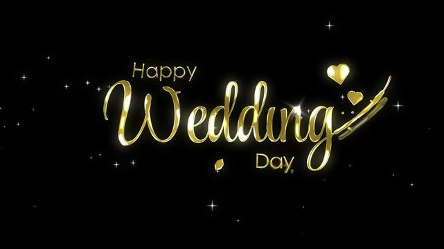 happy wedding day gold animated wedding greetings gold happy wedding lettering text gold luxury sparkling 4k looping
