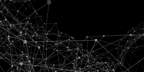 Abstract connecting dots and lines with geometric background. Geometric plexus structure cybernetic concept. Internet connection network high digital technology with connecting points and lines.
