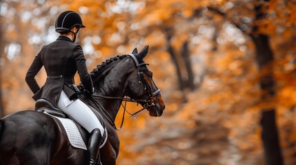 Equestrian Rider in Autumn Forest