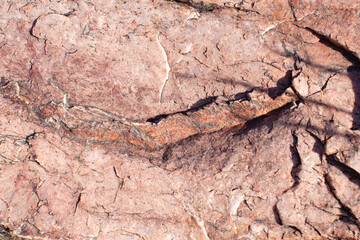 Pink rock with small veins of quartz