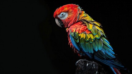 Vibrant Macaw Against a Dark Background