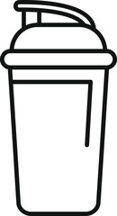Simple black line drawing of a protein shaker, ideal for sports and fitness visuals
