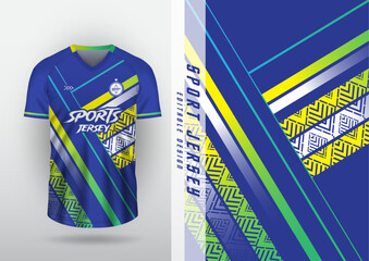 Jersey design, jersey, football, futsal, running, badminton, tennis, exercise, blue gradient stripe pattern