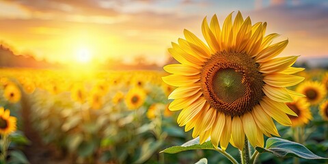 Fototapeta premium Ripened sunflower in harvesting time with raw seeds, sunflower, harvest, agriculture, nature, ripe, mature, plant, farm, growth, seeds