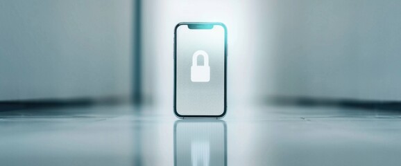 Abstract smart lock screen, business context, clean and spacious, natural lighting