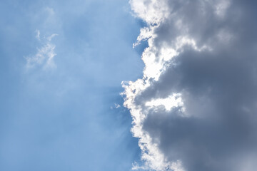 Dramatic heavy cloud sky, puffy clouds, Amazing picture of heaven light of nature