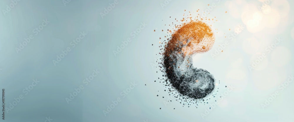 Poster subtle abstract yin-yang pattern featuring natural lighting and generous copy space
