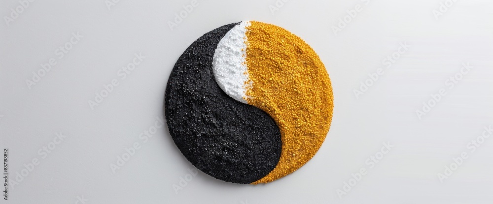 Poster yin-yang abstract art in a serene natural light environment with ample copy space