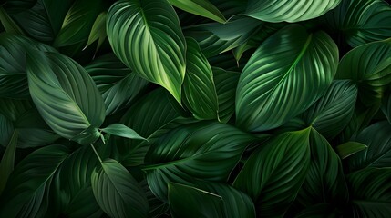 Abstract green leaves of Spathiphyllum cannifolium