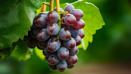 Fresh grapes with water droplets in a close-up shot.