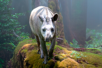 Brazilian wild tapir in idyllic natural tropical environment
