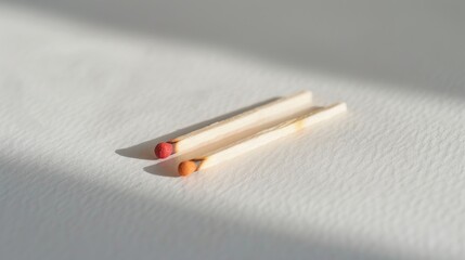 Matchstick on plain white surfaces