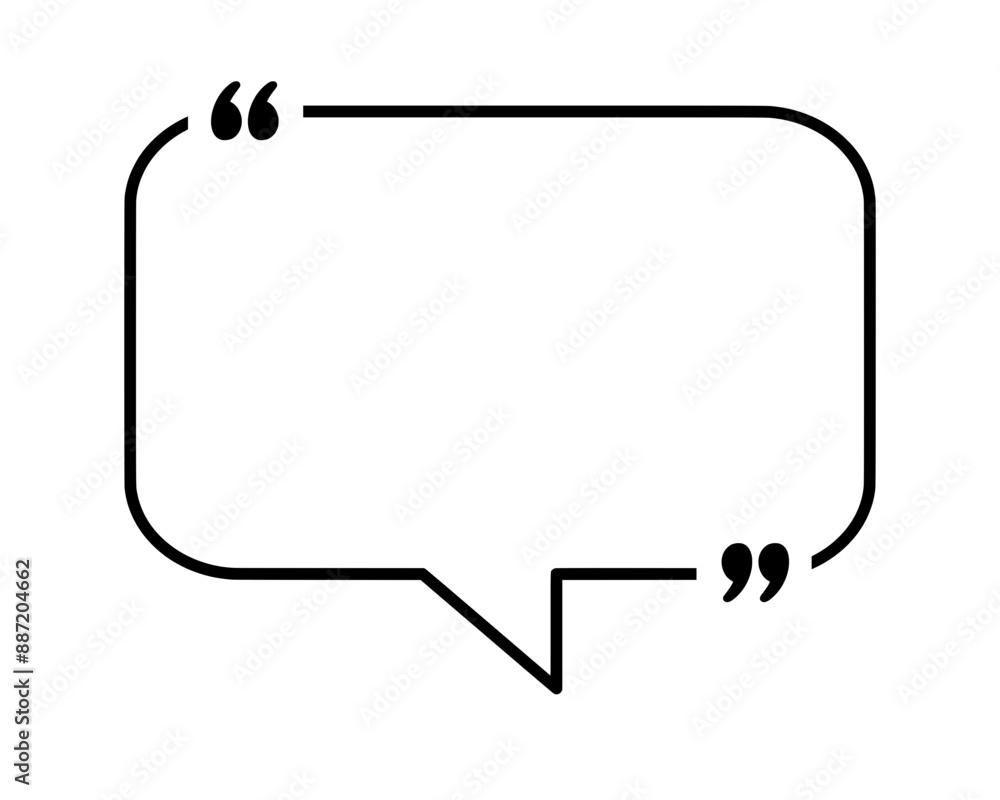 Wall mural quote text box in the shape of a speech bubble with quotation marks isolated on a transparent backgr