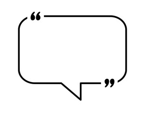 Quote text box in the shape of a speech bubble with quotation marks isolated on a transparent background