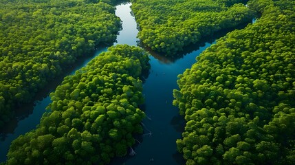 Aerial view of Gambia Mangroves