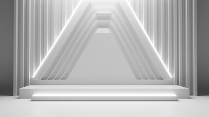 The Elegant White and Silver Podium Display of Sophisticated Design for Modern Presentations. Ideal for use in corporate presentations, trade show exhibits, product launches, and promotional materials