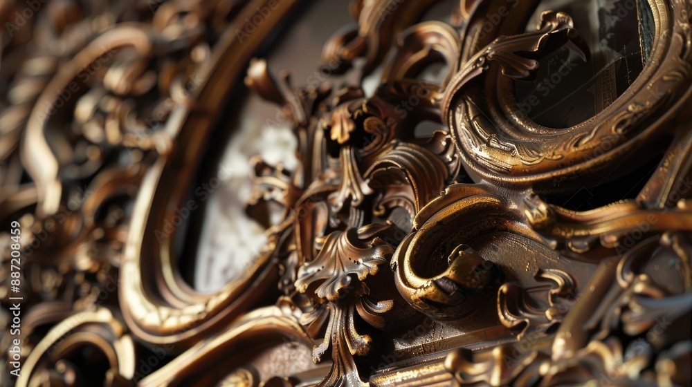 Canvas Prints Old wooden frames with intricate carvings and gilded details