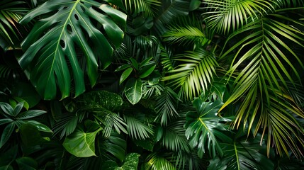 Lush Green Foliage in Tropical Jungle