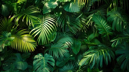 Fototapeta premium Lush Green Foliage in Tropical Jungle