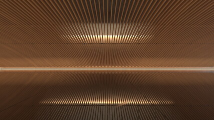 繊細なデザインの木製格子がある廊下　3DCGレンダリング