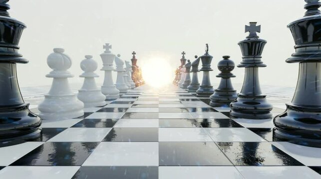 a checker set facing each other ready for competitive play. seamless looping time-lapse virtual 4k video Animation Background.