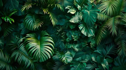 Lush green foliage in a tropical jungle