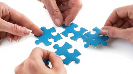 A group of people are working together to solve a puzzle. Generate AI image