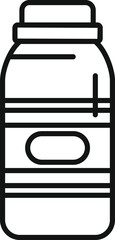 Simple reusable water bottle line icon illustration featuring a blank label
