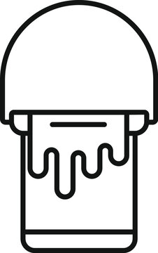 recommend clip art: Simple line icon of an open paint bucket dripping, perfect for projects related to home improvement