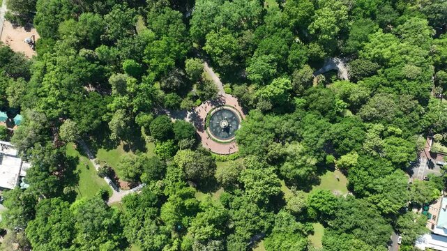 Aerial View Above Forsyth Park Fountain in Savannah, Georgia