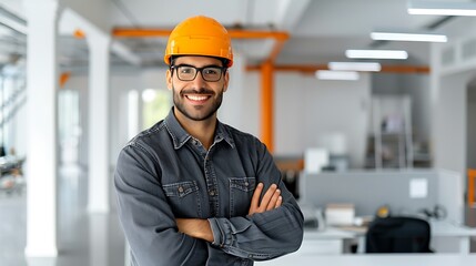 Engineer feeling proud at an office background on World Engineers' Day, more clarity with clear light and sharp focus, high detailed