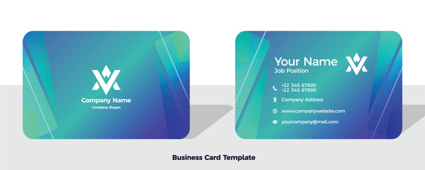 Business card template vector color abstract geometry card business finance industrial people blue green gradient