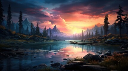 Fototapeta premium beautiful nature landscape panoramic photo